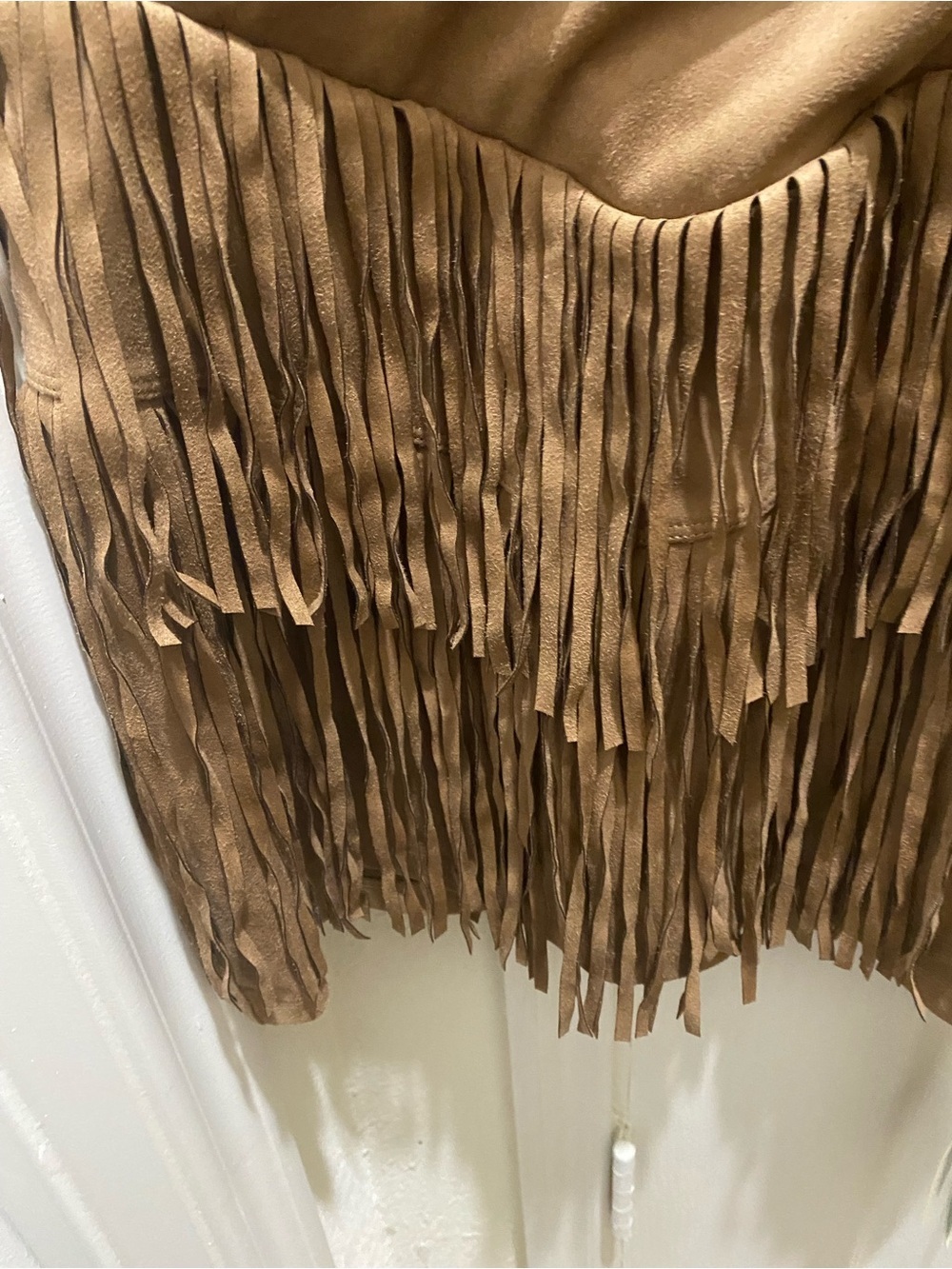 HALARA Crossover High Waisted 2-in-1 Fringe Hem Bodycon Mini Skirt Taupe XS - Picture 5 of 11